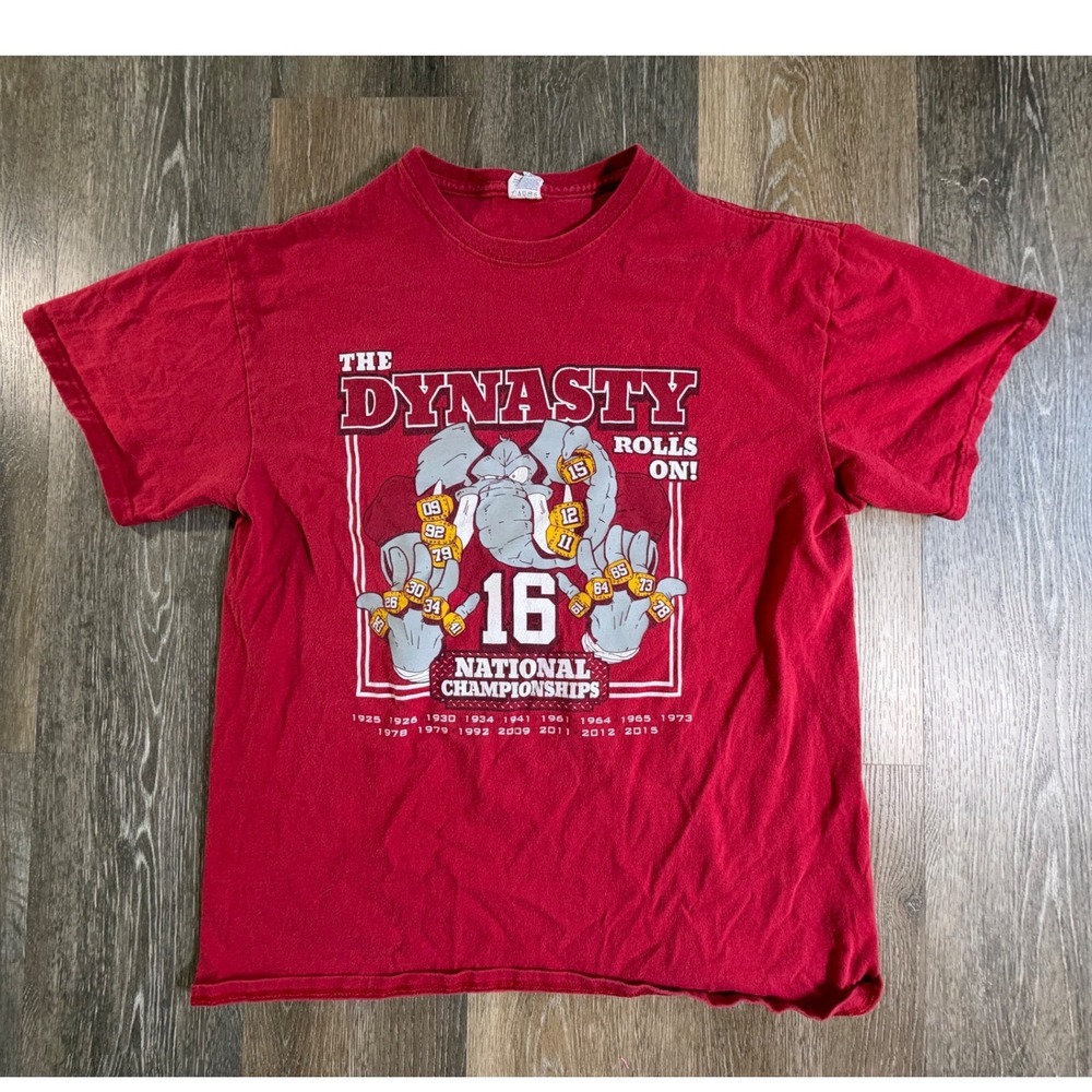Delta Alabama Crimson Tide T Shirt Mens Large Red 2015 National Champions 16